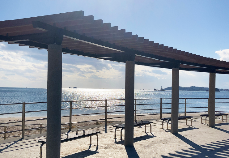 2太平洋を望む海水浴場でひと休み